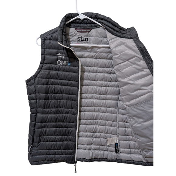 Stio Pinion Down Vest with Cisco and ONEX logos Women's L - Magnet Gray - Picture 4 of 9